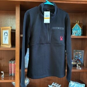 NWT Men’s Spyder 1/2 Zip Pullover Black Size Small